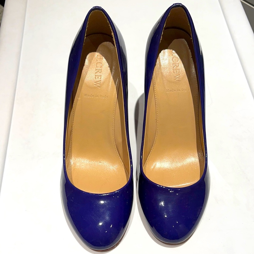 J Crew blue patent leather heals - like new!